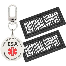 Emotional Support Animal Patches ESA Dog ID Tag Easily Attach to Collar Harne...
