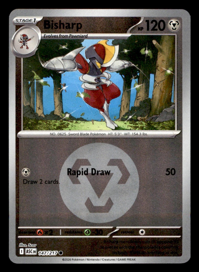 Bisharp (Energy Symbol Pattern) 147/217 Ascended Heroes Pokemon Reverse Holo NM