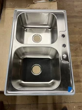 33x22 Drop In Topmount Double Bowl Kitchen Sink 18 Gauge Stainless Steel Sink