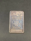 Vintage 5 gram .999 Silver Bar - JM Johnson Matthey Assayers Refiners Bar