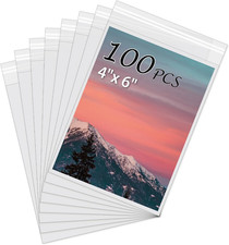 100Pack Acid-Free Photo Sleeves Crystal Clear Storage Bags for 4X6 Print