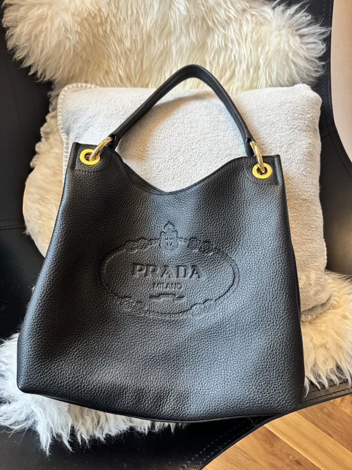 Tasche Prada Vitello Phenix schwarzes Leder Full Set neu - Bild 2 von 4