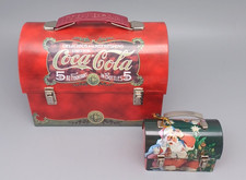 Lot de 2 boîtes à lunch en étain Coca-Cola ornement de transport rétro