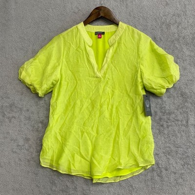 NEW Vince Camuto Women's XS Lime Green Short Sleeve Blouse
