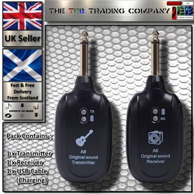 MIWAYER Wireless Guitar System - 4 Channels Wireless Guitar/Bass Transmitter Receiver