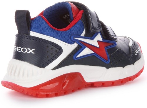 GEOX J Spaziale Si Illumina Comodo Cinturino Unisex Ginnastica Navy Rosso UK 7 - - Foto 3 di 12
