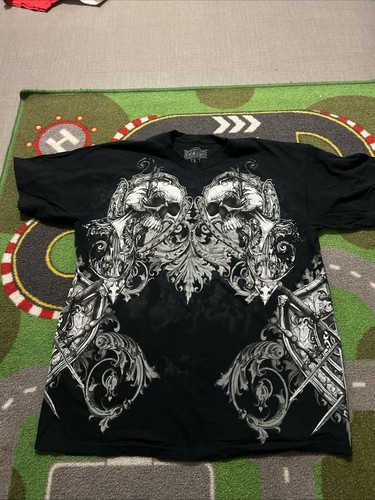 MMA Elite Shirt Skulls & Shield double sided vintage early 2000s Sz L