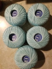 5 DMC Brilliant Knitting/Crocheting Cotton Thread Lt Blue 218 Yds Ea Mercerized
