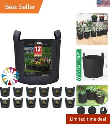 12-Pack 10 Gallon Grow Bags, 300G Thickened Nonwoven Garden Pots,Heavy Duty F...