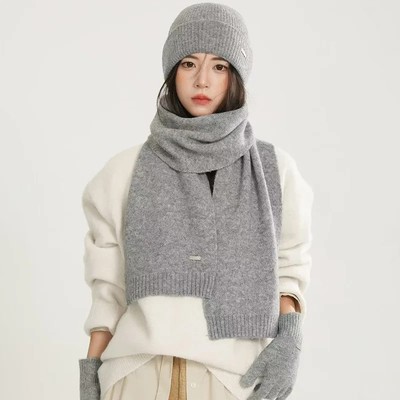 Warme Wollaccessoires Set Mütze Schal Handschuhe Herbst Wintersaison