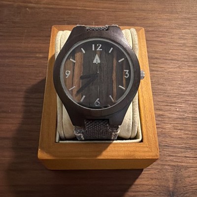 Men s Tree Hut Wood Watch With Canvas And Leather  Band