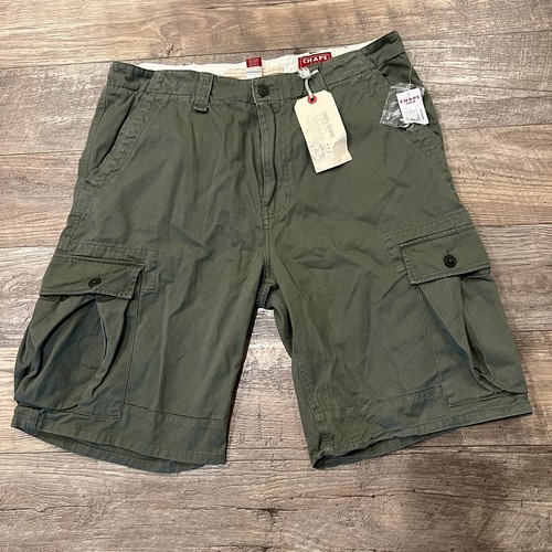 Chaps Herren grüne Cargoshorts vorne flach Größe 36 11" Inneneinsätze neu mit Etikett Taschen - Bild 2 von 11