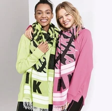 NWOT VICTORIA'S SECRET PINK OVERSIZED CHOICE OF ONE CITRUS OR PINK FRINGE SCARF