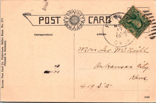 KANSAS - PRIMERA CAPITAL DE FORT RILEY & TOPEKA - POSTAL ANTIGUA DE 1908 - Imagen 2 de 2