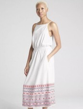 NWT Gap Embroidered Cami Midi Dress White Size M Free Shipping