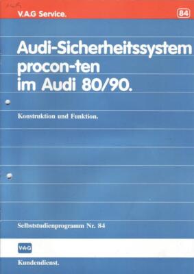 V.A.G. Service Nr. 84 03.1987 Audi-Sicherheitssystem procon-ten im Audi 80/90