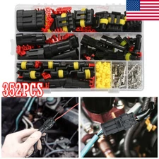 352Pcs 1/2/3/4Pin Way Waterproof Car Auto Electrical Wire Connector Plug Set Kit