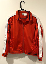 Athletic Works Misses L 12/14 Zip-Up Track Jacket Red w/White  Navy Trim