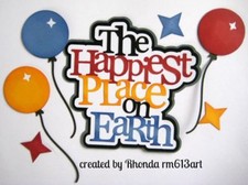 DISNEY HAPPIEST PLACE title paper piecing Premade Scrapbook Pages by Rhonda