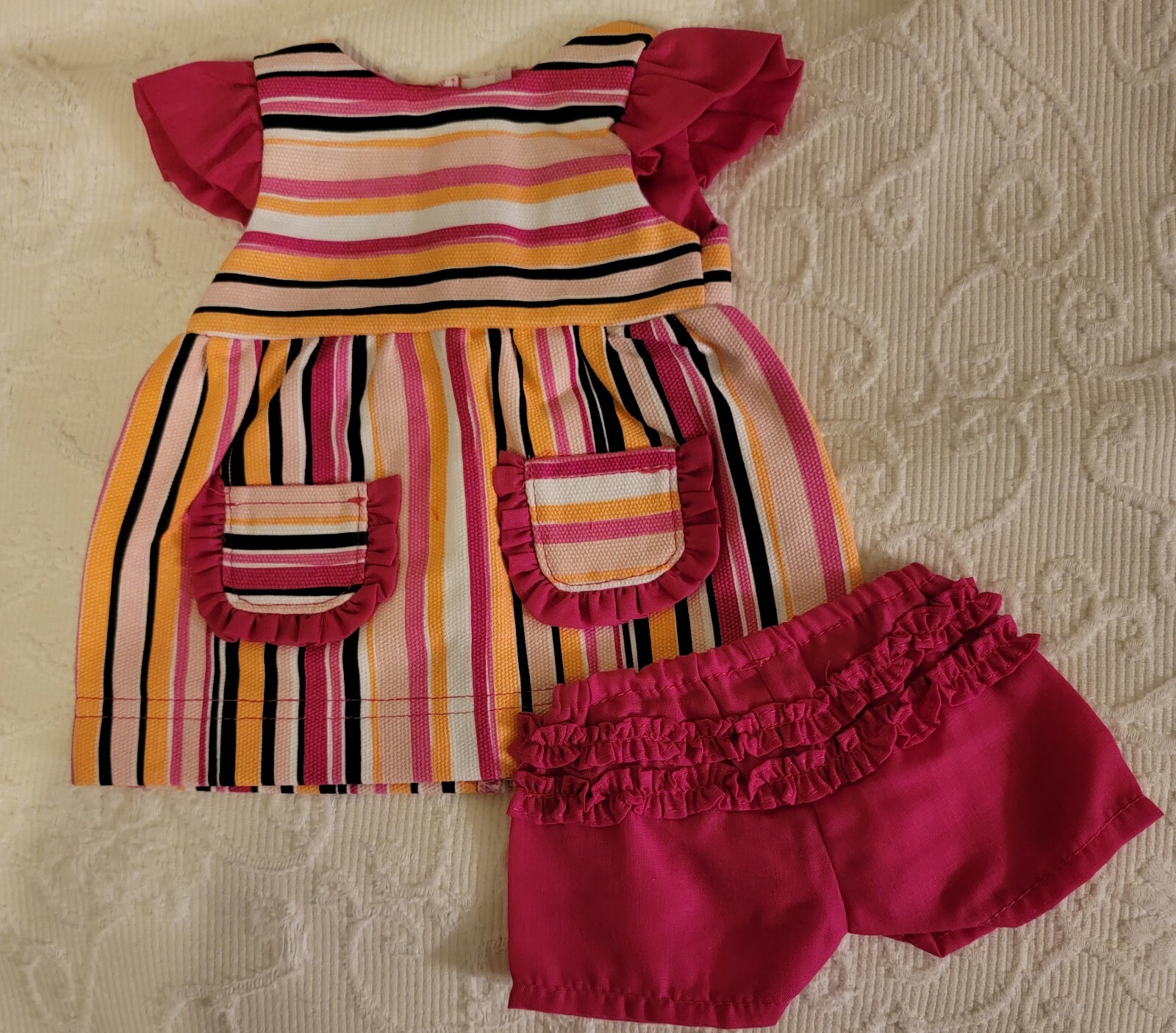 NEW fits American Girl Bitty Baby Doll 2 pc  Stripe Red Dres