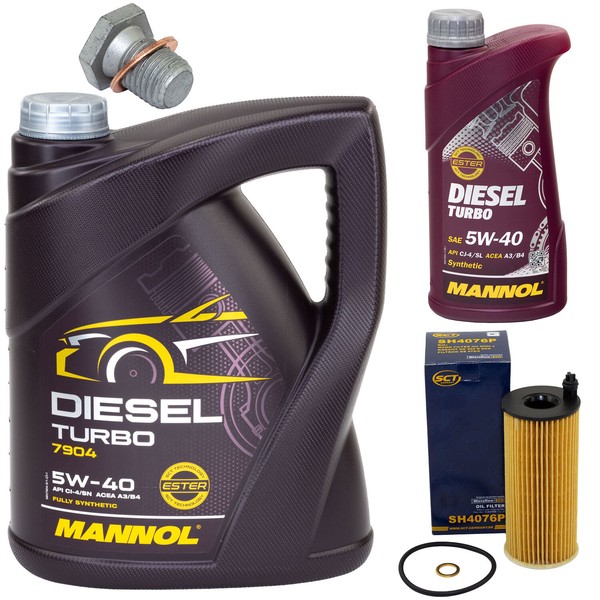 MotoröL Set 5W40 6 Liter + ÖLfilter SH 4076 P + Schraube FüR BMW 3Er 318D 320D-image