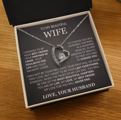 To My Wife Heart Necklace Anniversary Thoughtful Message Gift From Husband