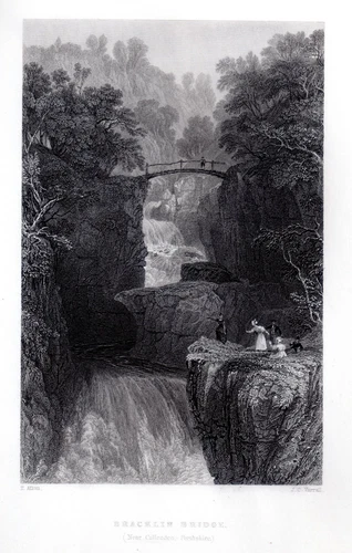Bracklinn Falls, Callander Stirlingshire Scotland Thomas Allom - FREEPOST