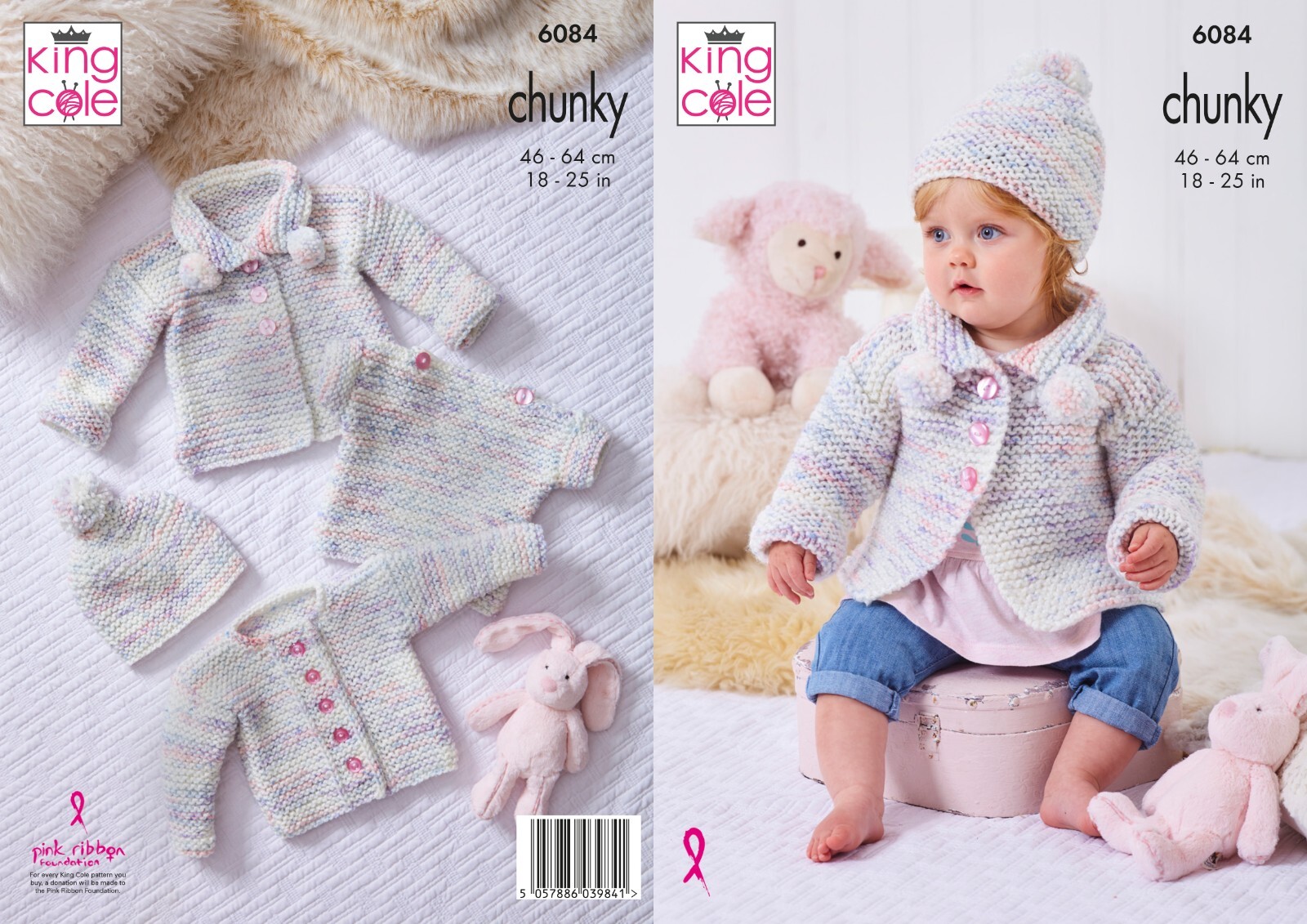 King Cole Bumble Chunky Knitting Pattern 6084, Coats, Cardigans, Tops, Headwear For Baby, Kids, 18 - 25 Inches - Image 2