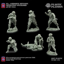PLASTIC PLATOON 82 US Airborne division Paratroopers WW2 Toy soldiers 1:32 New