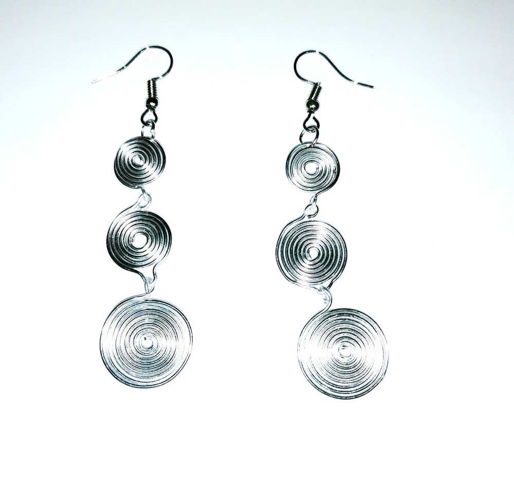 Earrings, Aluminium Spiral Long Earrings, aluminium ligh weight, handmade