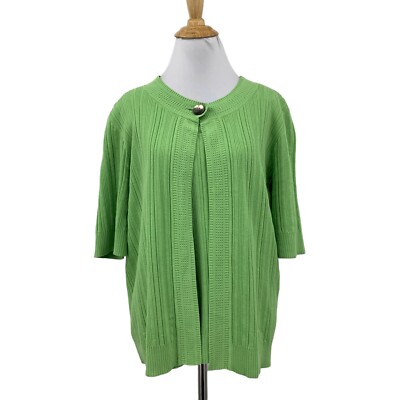 Jones Wear Tank Cardigan Women XL Extra Large Lime 2PC One Button Top Sweater