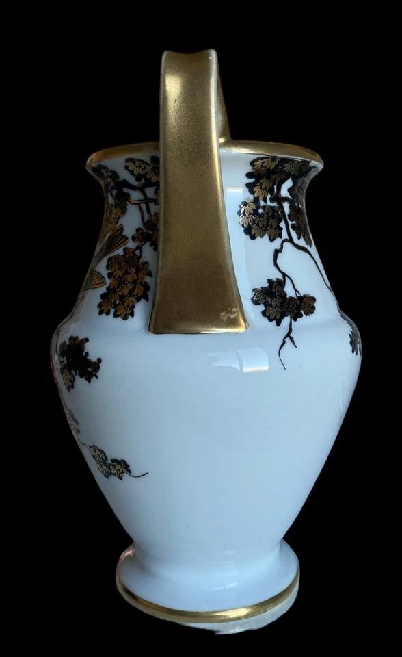 Jarrón antiguo Nipon pintado a mano blanco pájaro/ramas paisaje hecho en Japón 1911 Foto 4 de 4