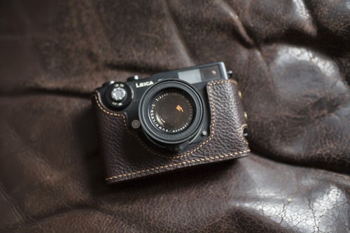 Housse de sac demi-étui en cuir véritable pour appareil photo Leica CL - Photo 2/22