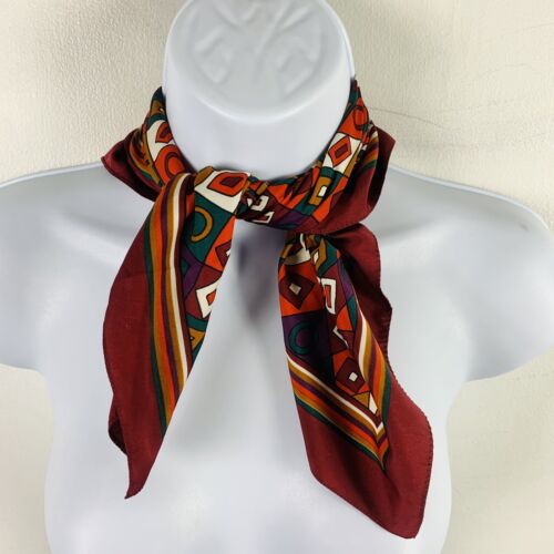 Unbranded Womens Square Scarf Multicolor Red Geom… - image 1