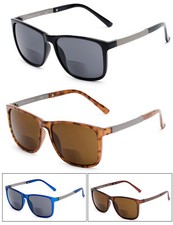 Retro Large Square Frame Inner Bifocal Reading Sunglasses Tinted Lens UV Protect