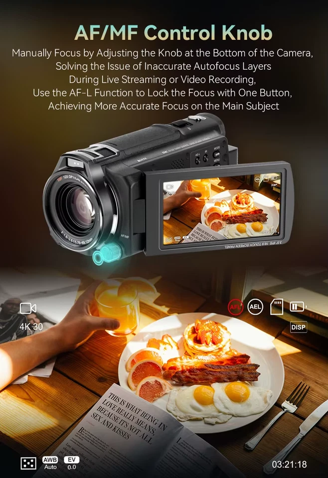 ORDRO XV80 Live Streams Digital Camera Camcorder 4K 12X Optical Zoom 40X Hybrid - Image 4 of 4