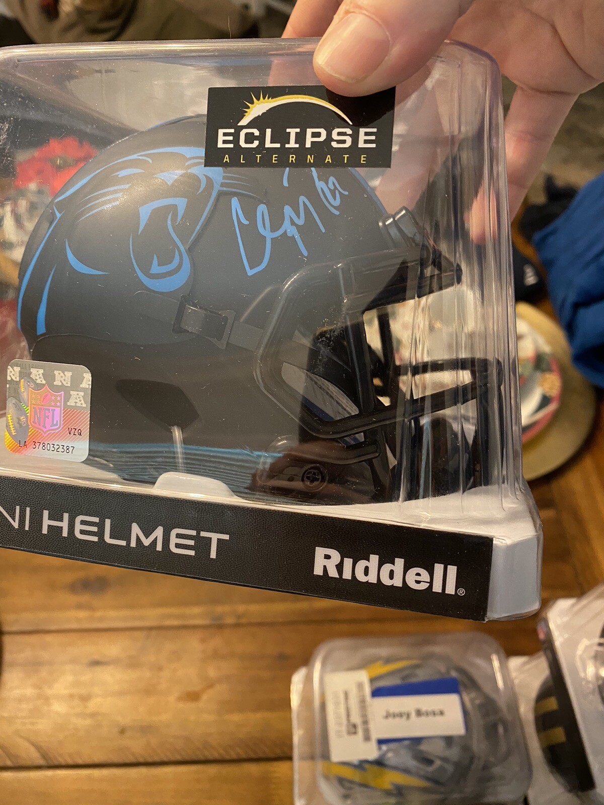 Christian McCaffrey Autographed Signed Carolina Panthers Eclipse Mini Helmet BAS 