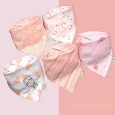 5pcs Baby Bibs Waterproof Pure Cotton Towel Triangle Scarf Cloth Saliva Scarf