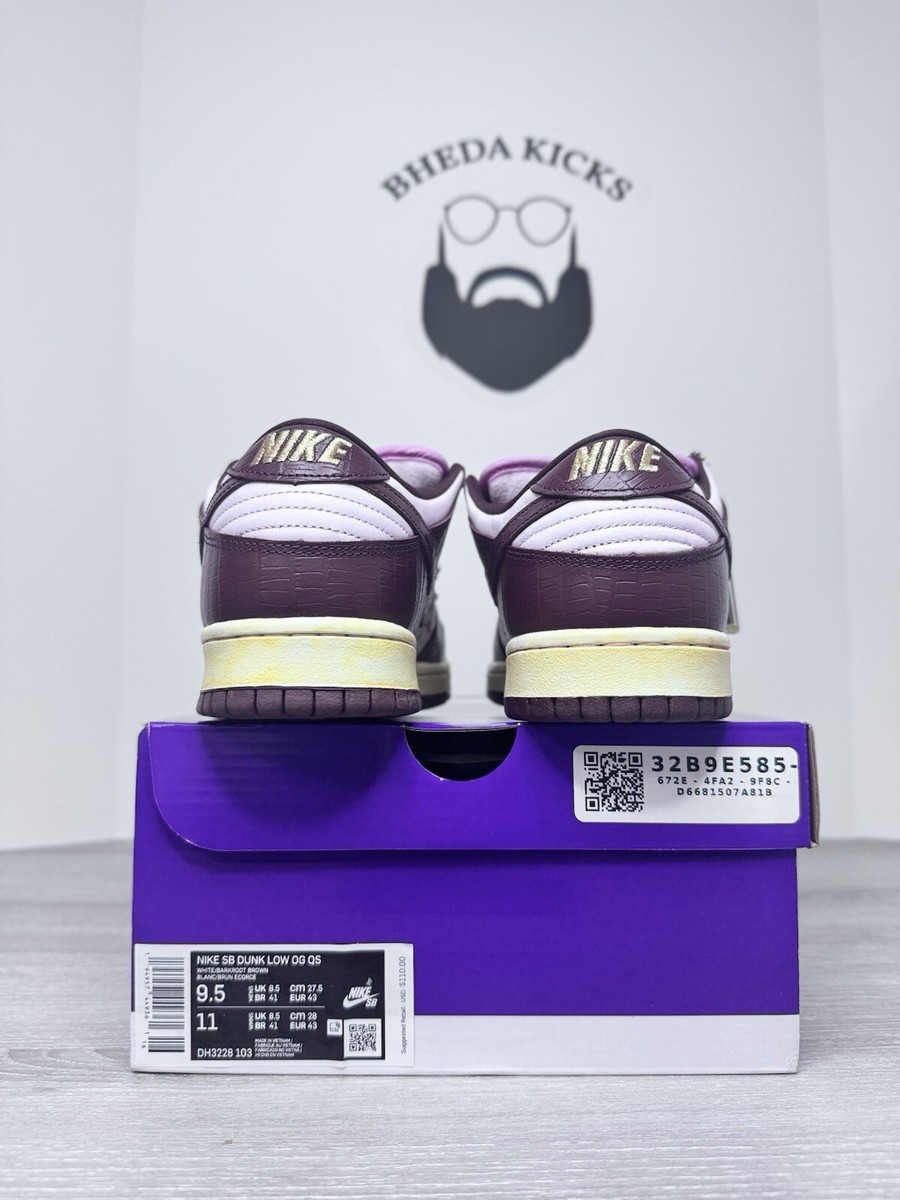 Size 9.5 Nike Supreme x Dunk OG SB QS Low Barkroot Brown DH3228