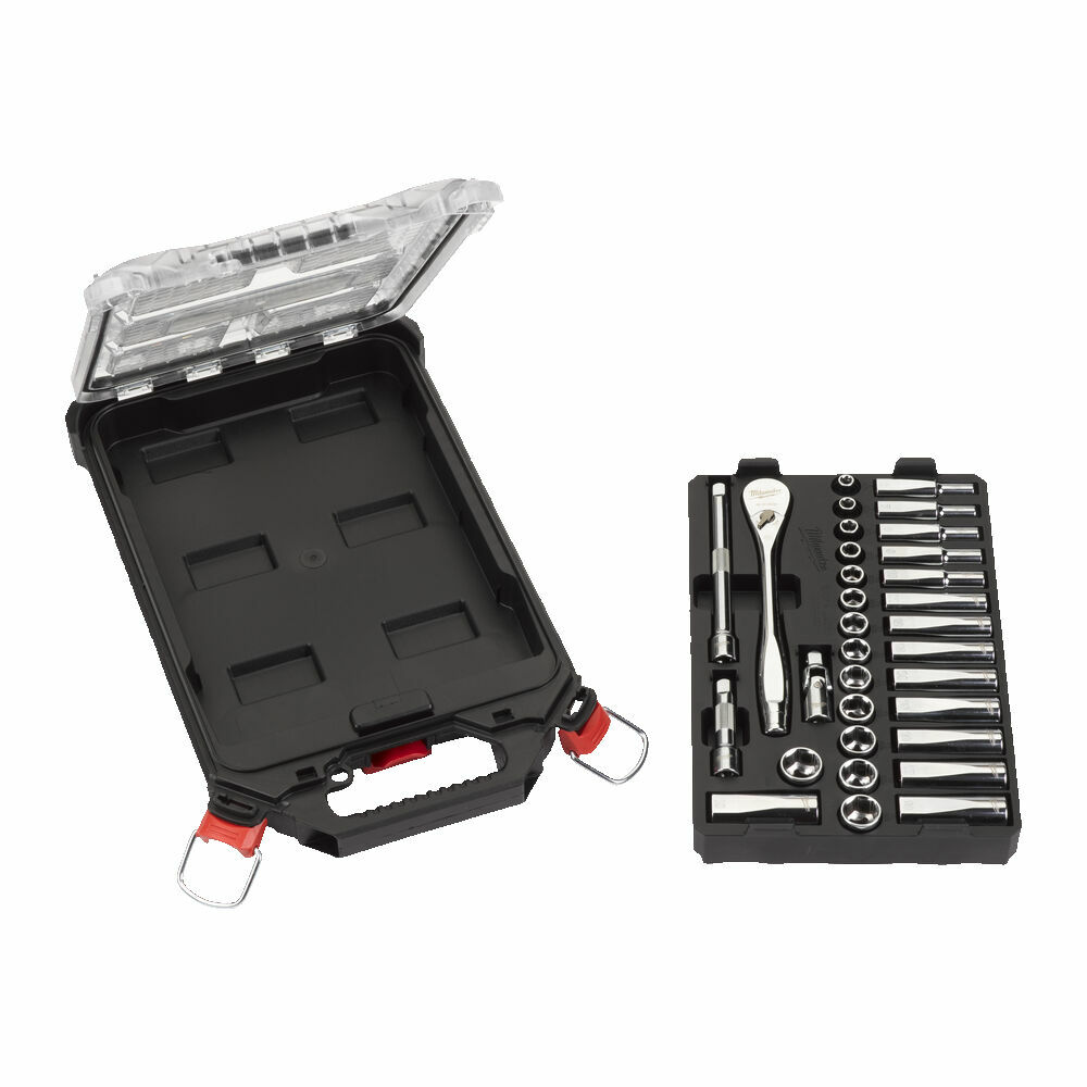 Milwaukee 3/8"" Metric 32pc Ratchet & Socket PackOut Kit Set - 4932478813