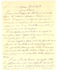 1953 Padova Lettera Edoardo Piva A Un Amico Per Condoglianze Autografo Ebay