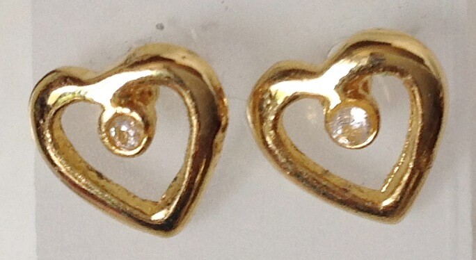 Boucles D'Oreilles Clous Doré Coeur Cristal - Style Solitaire Diamant, Occasion