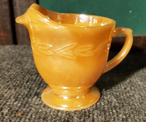 Anchor Hocking Fire King Peach Luster Creamer Replacement Laurel Footed