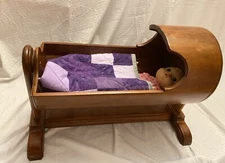 Handmade Rocking Baby Cradle Overall length 22" Cradle 19" Rocks Smoothly wQuilt