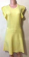 Ann Taylor Factory Yellow Knit Fit & Flare Flutter Sleeve Dress S