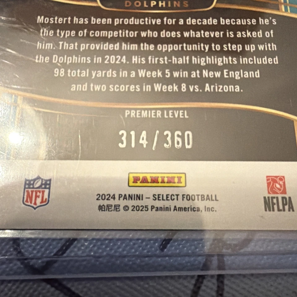 2024 Panini Select - Premier Level Raheem Mostert #188 Purple Shock Prizm /360 - Image 3 of 3