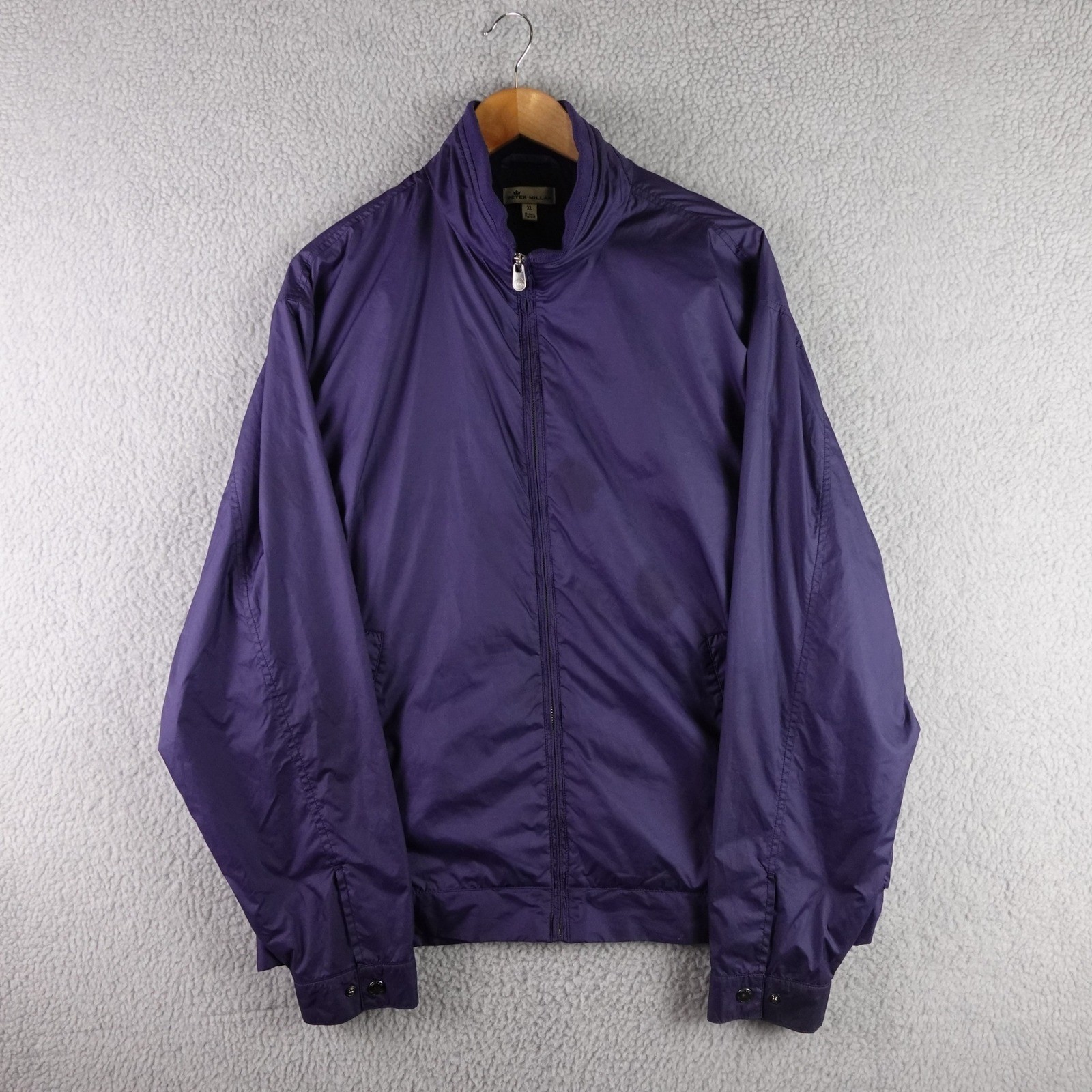 Peter Millar Mens XL Blue Full Zip Windbreaker Jacket Golf Lightweight Lined