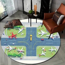 1pc Velvet 850gm², Soft Thick Round Polyester Floor Mat, Modern Minimalist Airpo