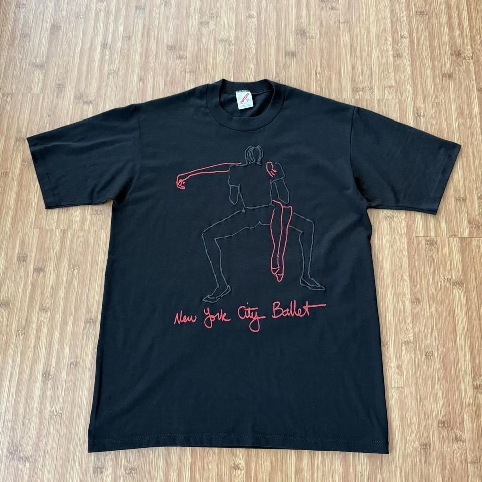 Camisa De Ballet De Colección Ciudad de Nueva York Para Hombres Grande Negra Línea Contorno Arte Jerzees EE. UU. Foto 2 de 4