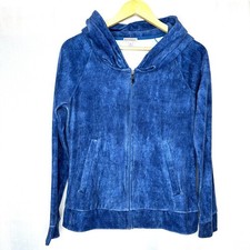 Juicy Couture Velour Full Zip Blue Hoodie, Medium Y2K Streetwear Soft Athleisure